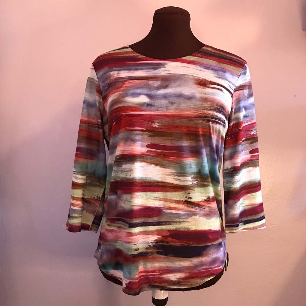 Christopher&Banks PM 3/4 Sleeve Watercolor Blouse